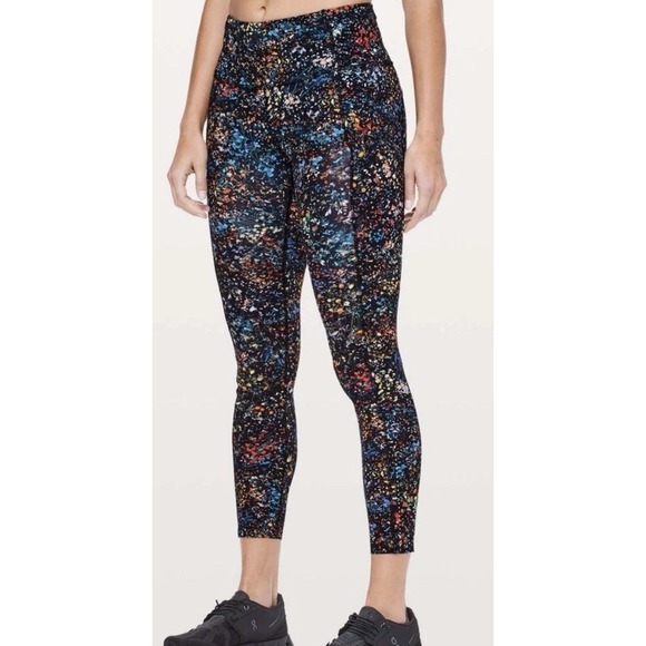 lululemon athletica Pants - Lululemon Fast & Free 7/8 Tight I Nulux 25 Flowerescent Multi Size 4 EUC
